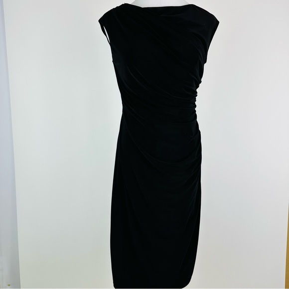 Lauren Ralph Lauren Black Jersey Gathered Waist Dress Size 6 - Picture 1 of 12